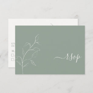 Moderne Sage Green Script Botanic No Menu UAWG RSVP Karte