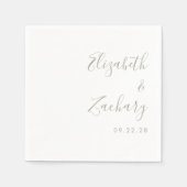 Moderne Sage Green Script Hochzeit Serviette (Vorderseite)