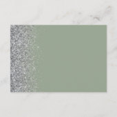 Moderne Sage Green Silver Glitzer Hochzeitsempfehl Begleitkarte (Rückseite)