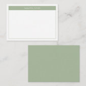 Moderne Sage Green Simple Border Name Budget Mitteilungskarte (Vorne/Hinten)