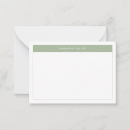 Moderne Sage Green Simple Border Name Budget Mitteilungskarte
