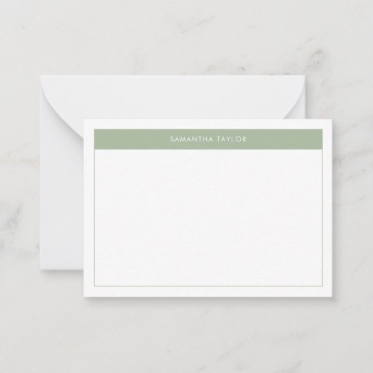 Moderne Sage Green Simple Border Name Budget Mitteilungskarte (Vorderseite)