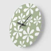 Moderne Sage Green Simple Floral Patterns Wall Clo Große Wanduhr (Winkel)