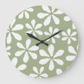 Moderne Sage Green Simple Floral Patterns Wall Clo Große Wanduhr (Vorderseite)