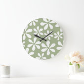 Moderne Sage Green Simple Floral Patterns Wall Clo Große Wanduhr (Zuhause)