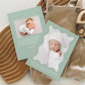 Moderne Sage Green Wavy Frame 2 Foto Geburt Ankündigung