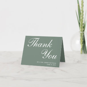 Moderne Sage Green White Inside Foto Hochzeit Dankeskarte