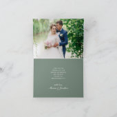 Moderne Sage Green White Inside Foto Hochzeit Dankeskarte (Innenseite)