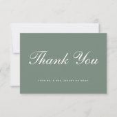 Moderne Sage Green White Script Hochzeit Dankeskarte (Vorderseite)