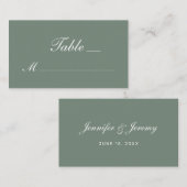Moderne Sage Green White Script Hochzeit Platzkarte (Vorne/Hinten)