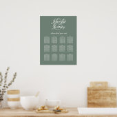 Moderne Sage Green White Script Hochzeitssitze Poster (Küche)