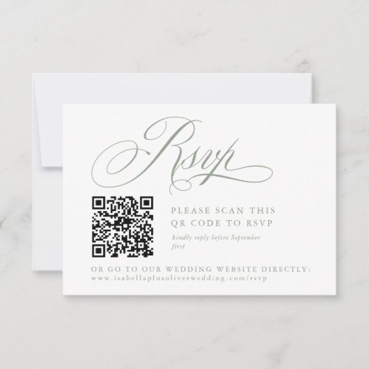 Moderne Sage Green White Simple Minimal RSVP Card (Vorderseite)