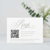 Moderne Sage Green White Simple Minimal RSVP Card (Stehend Vorderseite)