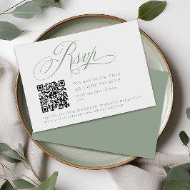 Moderne Sage Green White Simple Minimal RSVP Card Einladung