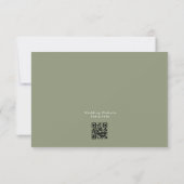 Moderne Sage Green White Simple QR Code Hochzeit RSVP Karte (Rückseite)