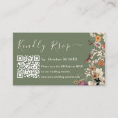 Moderne Sage Green Wildblume Qr Code UAwg Wedding Begleitkarte (Vorderseite)