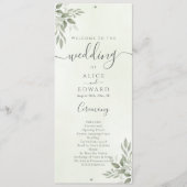 Moderne Sage Greenery Hochzeitsprogrammkarte Programm (Vorderseite)