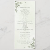 Moderne Sage Greenery Hochzeitsprogrammkarte Programm (Rückseite)