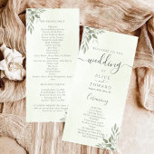 Moderne Sage Greenery Hochzeitsprogrammkarte Programm