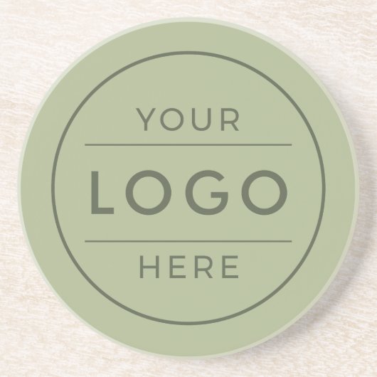Moderne Sage-Grün-Custom-Business-Logo-Marke Getränkeuntersetzer (Vorne)