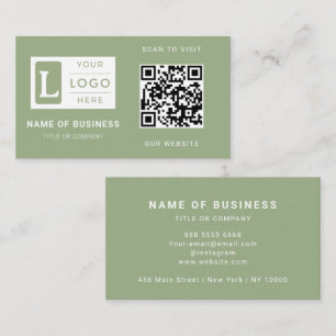 Moderne Sage-Grün-QR-Code-Minimalistisches benutze Visitenkarte