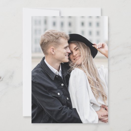 Moderne Sage Grüne Ampere und Foto Hochzeit Save The Date (Rückseite)