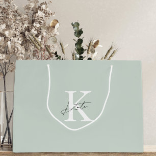 Moderne Sage Monogram Bridesmaid Vorschlag Geschen Große Geschenktüte