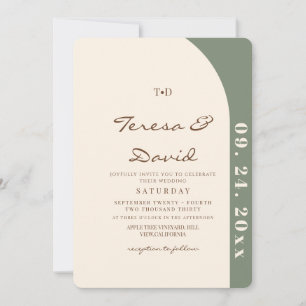 Moderne Sage und Cream Boho Foto-Hochzeit Einladung