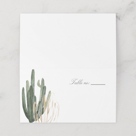 Moderne Saguaro Cactus Wedding Platzkarten (Außenseite Aufgefaltet)
