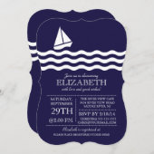 Moderne Sailboat Nautical Baby Dusche Einladung (Vorne/Hinten)