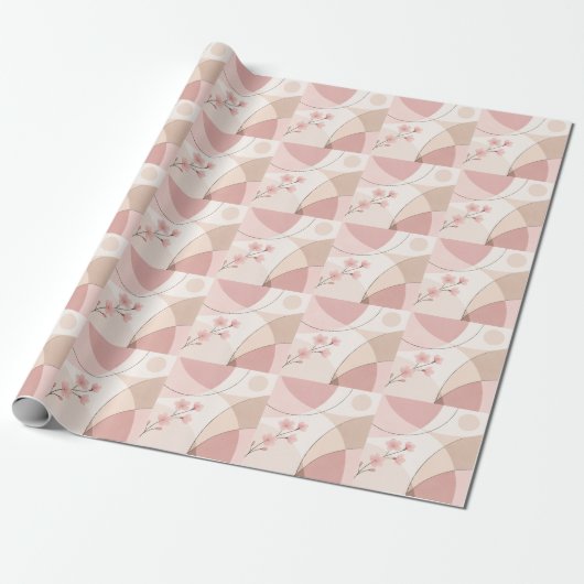 Moderne Sakura-Minimalist-Geometrie-Geschenkpapier Geschenkpapier (Ungerollt)