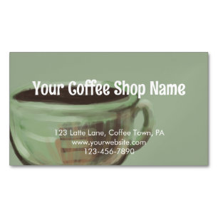 Moderne Salbei-Einzigartige-Kunst-Coffee-Shop-Werb Magnetische Visitenkarte