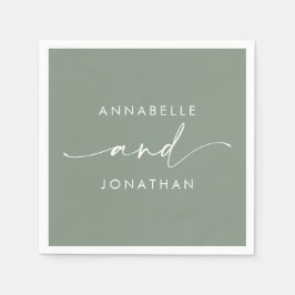 Moderne Salbei minimale zeitgenössische Hochzeit Serviette