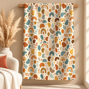 Moderne Salbei-Senf-Boho-Blattdecke Dekorationskun Fleecedecke