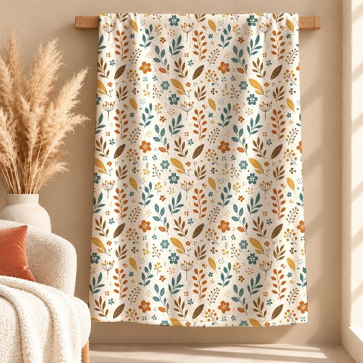 Moderne Salbei-Senf-Boho-Blattdecke Dekorative Kun Fleecedecke
