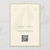 Moderne Salbeigrün gestreifte QR-Code-Hochzeitsdet Begleitkarte (Rückseite)