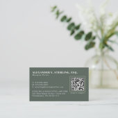 Moderne Salbeigrün-Gold-QR-Code professionell Visitenkarte (Stehend Vorderseite)