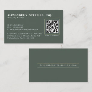 Moderne Salbeigrün-Gold-QR-Code professionell Visitenkarte