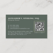 Moderne Salbeigrün-Gold-QR-Code professionell Visitenkarte (Vorderseite)