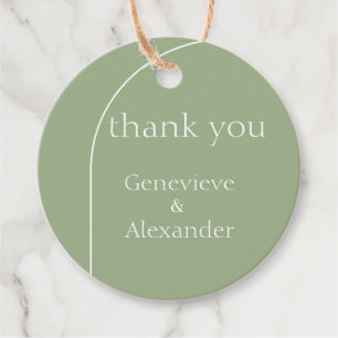 Moderne Salbeigrüne Bogen-Hochzeitsgunst Dankeschö Geschenkanhänger