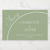 Moderne Salbeigrüne Bogen-Mini-Champagnerflaschen- Schaumweinetikett (Einzelnes Label)