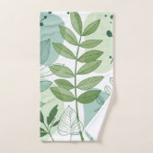 Moderne Salbeigrüne Botanische Blattmuster Badhandtuch Set (Handtuch)