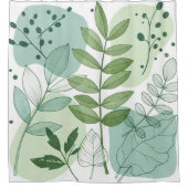 Moderne Salbeigrüne Botanische Blattmuster Duschvorhang (Vorderseite)