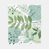 Moderne Salbeigrüne Botanische Blattmuster Fleecedecke (Vorderseite)