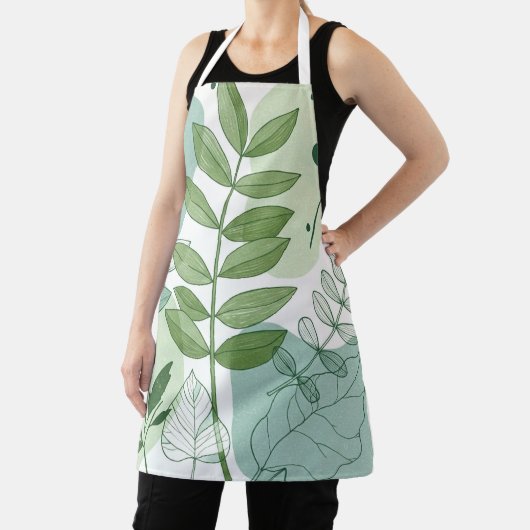 Moderne Salbeigrüne Botanische Blattmuster Schürze (InSitu)