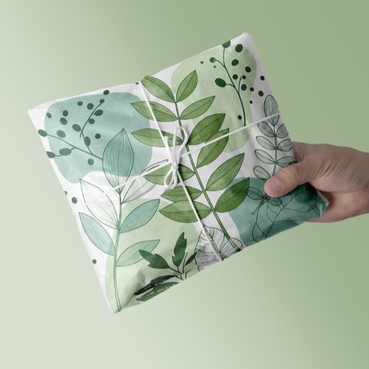 Moderne Salbeigrüne Botanische Blattmuster Seidenpapier