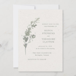 Moderne Salbeigrüne Botanische Elegante Hochzeit Einladung