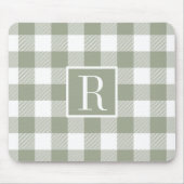 Moderne Salbeigrüne Buffalo-Karo-Monogramm-Initial Mousepad (Vorne)