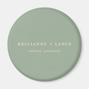 Moderne Salbeigrüne Einfache Hochzeit Magnet