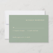 Moderne Salbeigrüne Einfache Hochzeit RSVP Karte (Vorderseite)